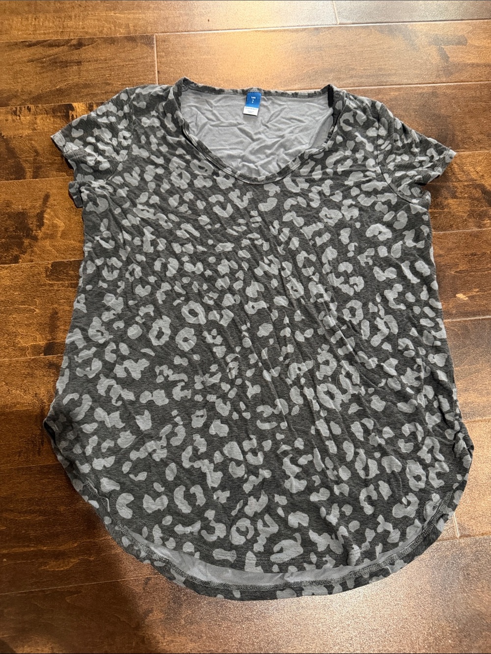 Gray Animal Print Short Sleeve Top